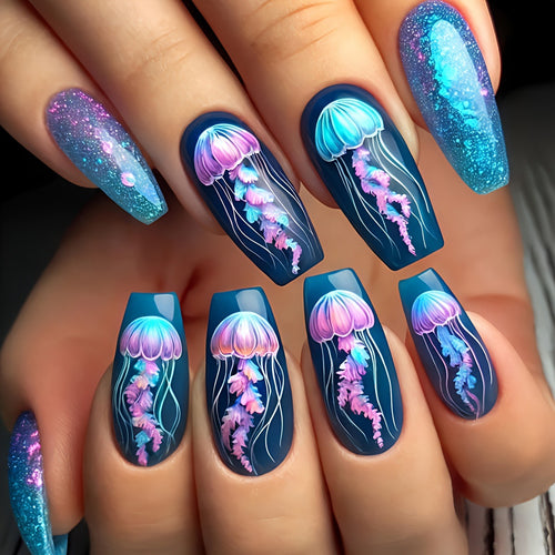 Jellyfish Themed Nail Art Bowlift