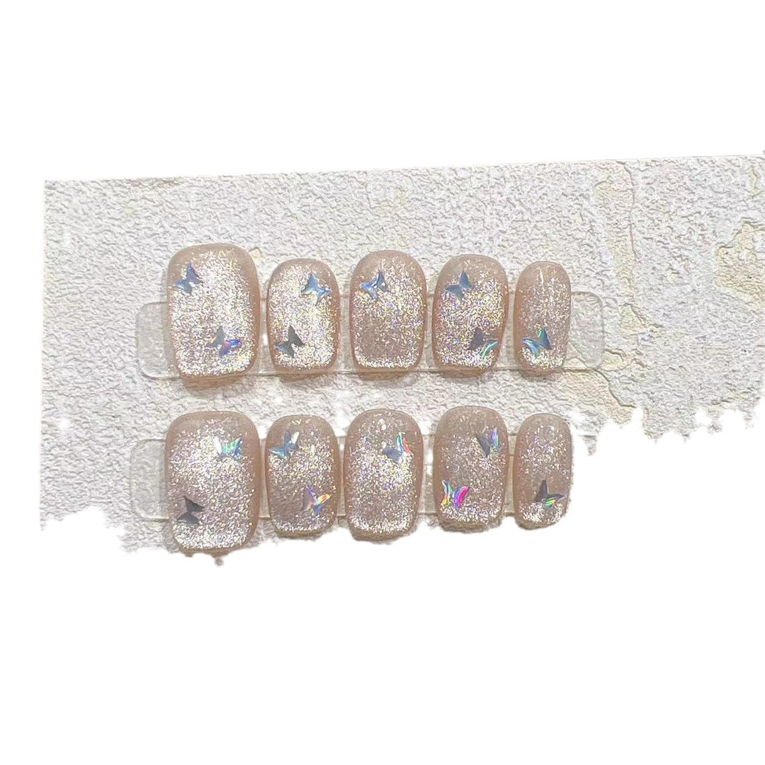 Glittering Press-On Nail Set with Star Accents Bowlift