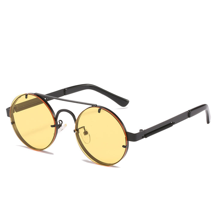 Women's round designer sunglasses with innovative metal frame and protective lenses Bowlift