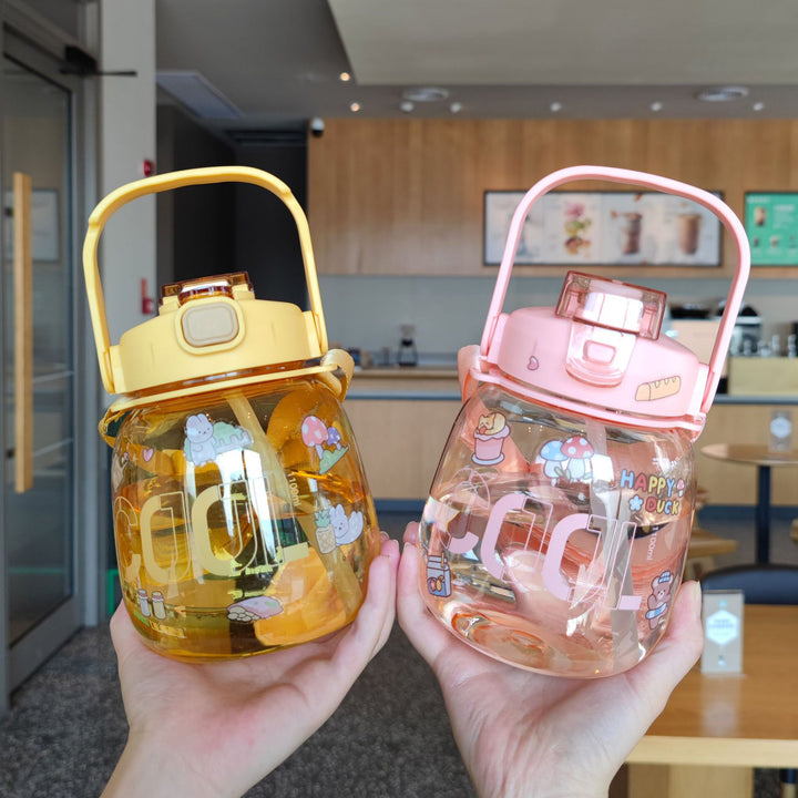 Women colorful and leak-proof water bottle with ergonomic carrying handle Bowlift