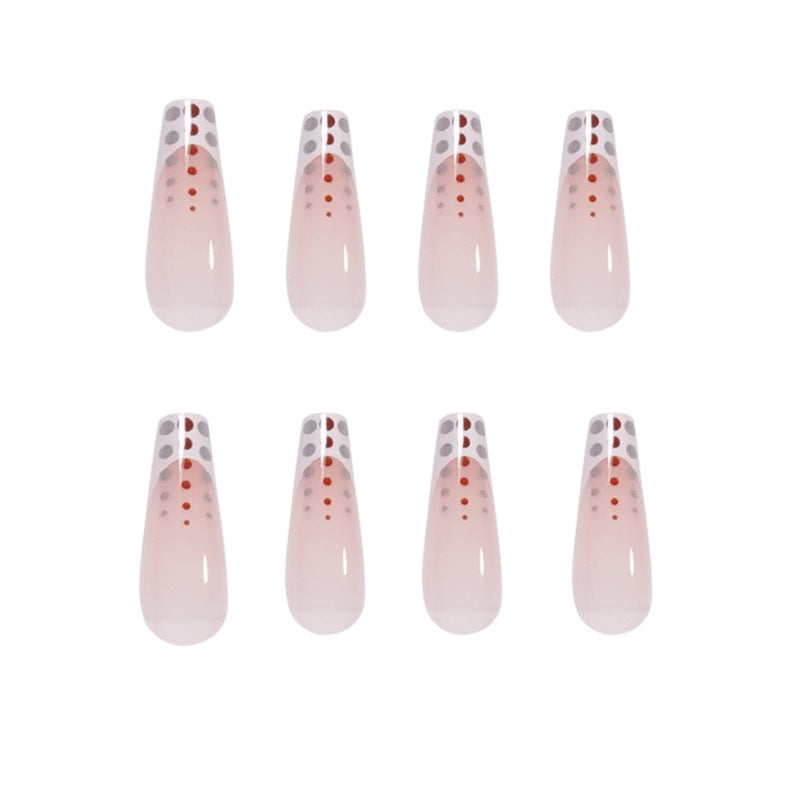 Artistic Nail Extensions with Elegant Dots and Shimmering Ombré Bowlift