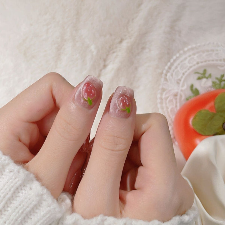 Artisanal Press-On Nail Set with Floral and Fruit Designs Bowlift