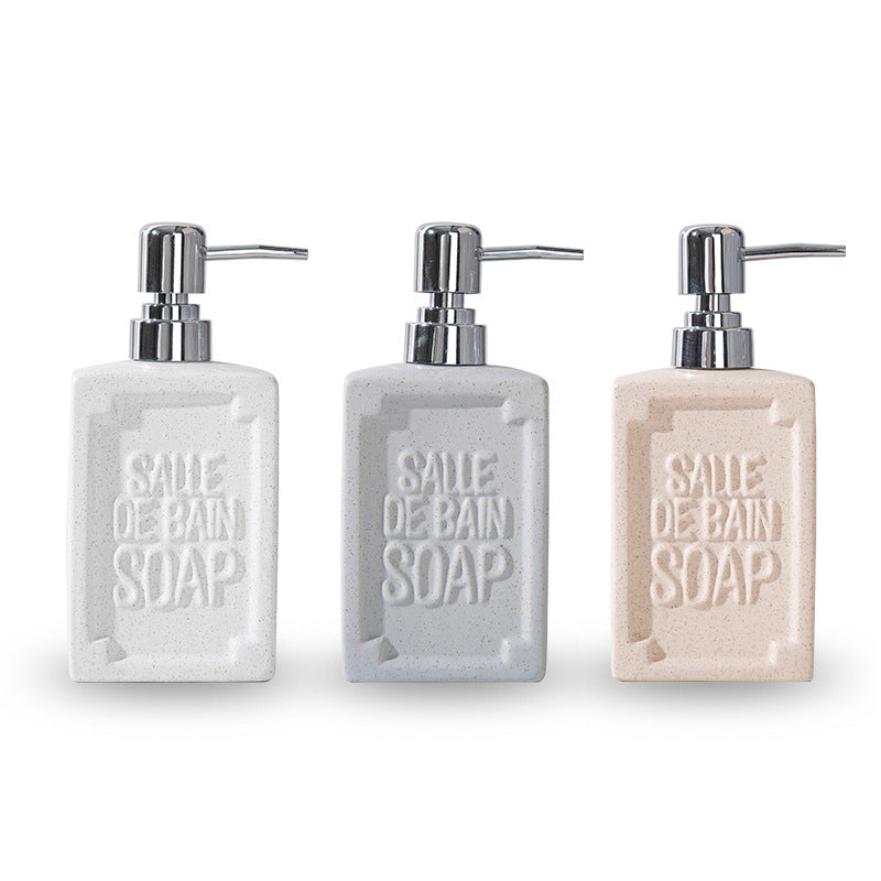 Embossed Ceramic Bathroom Soap Dispenser with Chrome Pump Bowlift