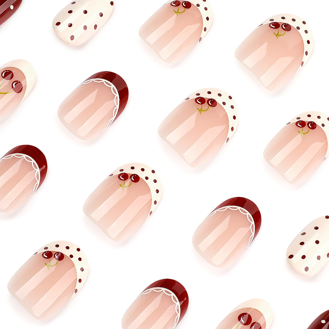 Artful Nail Art with Cherry Design Bowlift