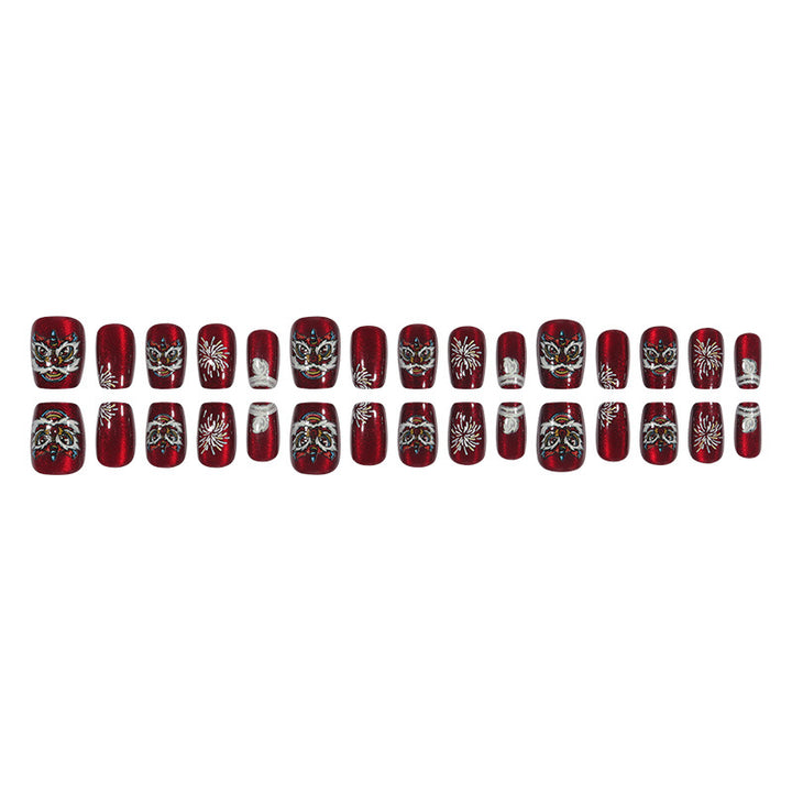 Artistic Holiday-Themed Press-On Nail Design Bowlift