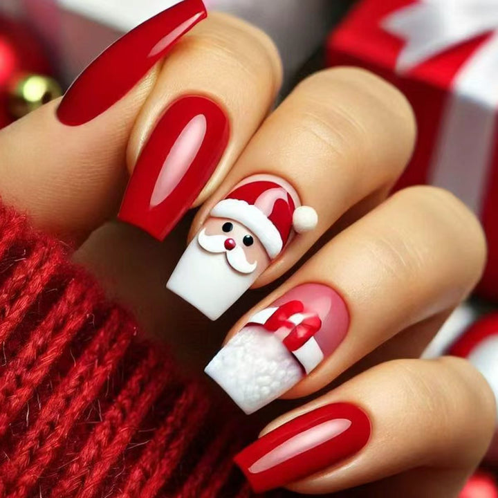 Holiday-Themed 3D Santa Nail Art Bowlift