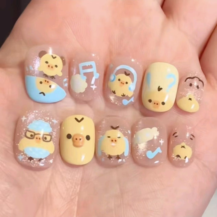 Whimsical Character Press-On Nail Art Set Bowlift