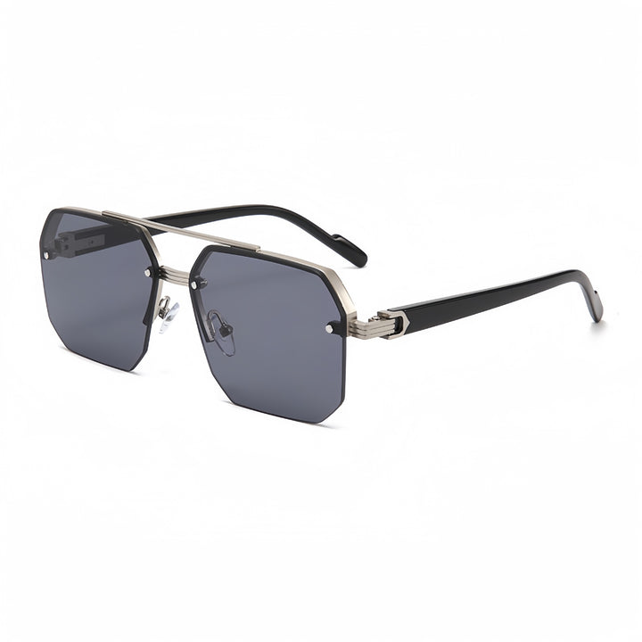 Oversized Geometric Metal Rimless Sunglasses Bowlift