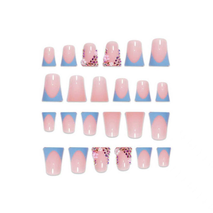 Decorative Floral Press-On Nail Art Extensions Bowlift