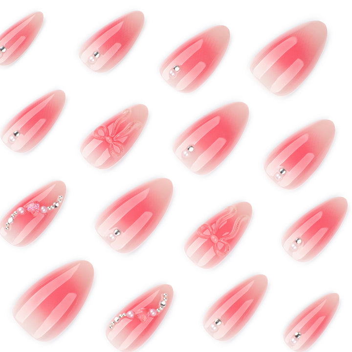 Artful nail extensions with delicate floral accents and glitter Bowlift