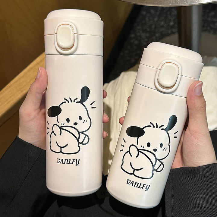 Ladies thermos bottle with secure flip top and cute animal design Bowlift
