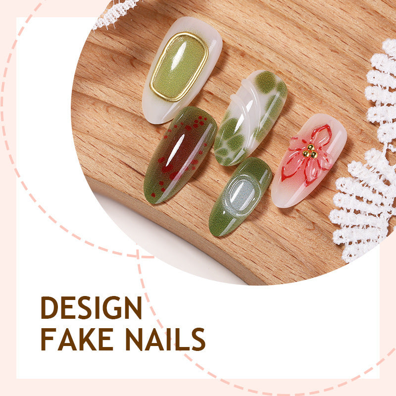 Nail art set with elegant floral and golden accents Bowlift