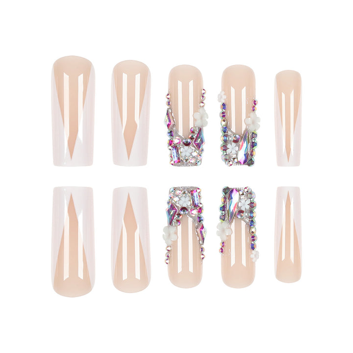 Luxury Stiletto Press-On Nails with Floral Embellishments Bowlift
