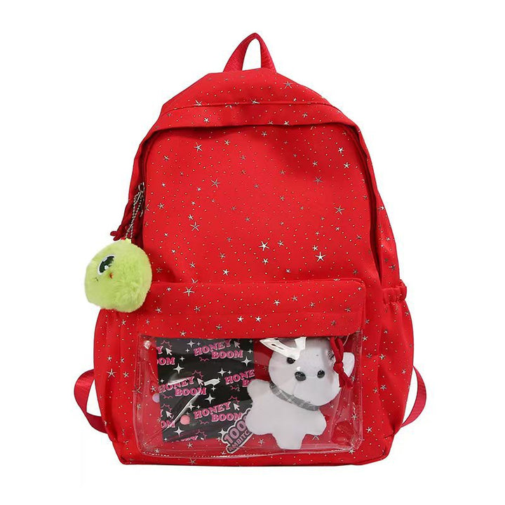 Transparent Pocketed Star-Pattern Backpack Bowlift