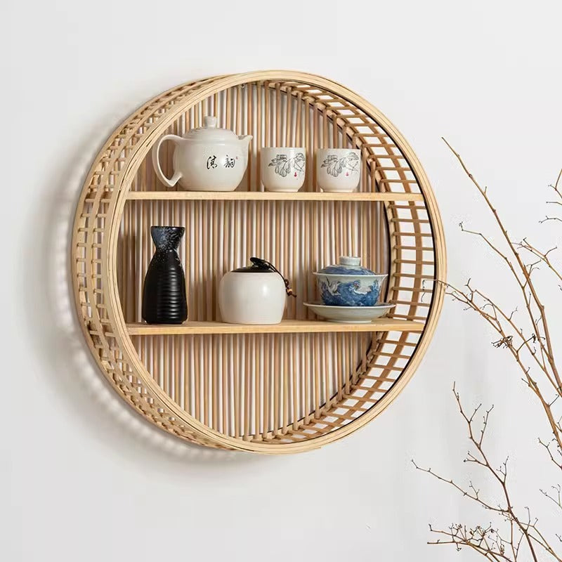 Wall shelf made of natural rattan Bowlift