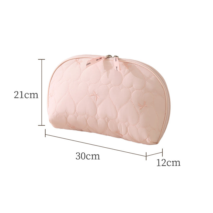 Heart-Quilted Makeup Pouch Bowlift