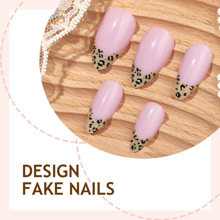 Artificial nail set with leopard pattern Bowlift