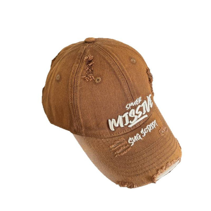 Women's Distressed Denim Adjustable Baseball Cap Bowlift
