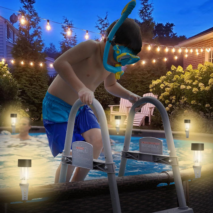 Solar-Powered LED Clip-On Above-Ground Pool Rim Lights With Waterproof Durable Mounting Bowlift