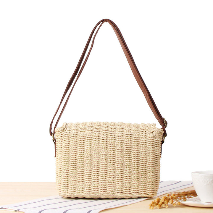 Woven Natural Material Handbag with Removable Shoulder Strap Bowlift
