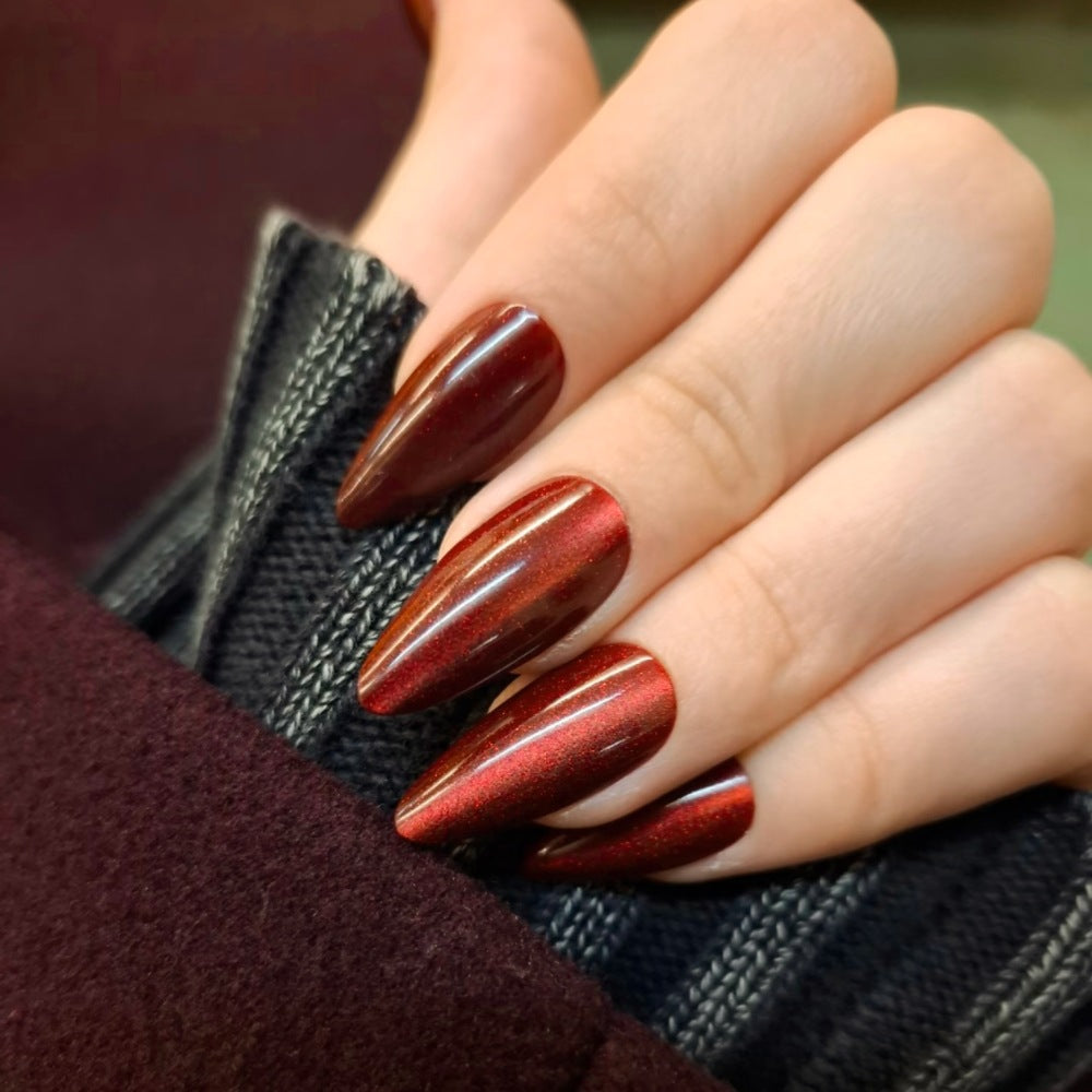 Premium Glossy Cat-Eye Press-On Nails Bowlift