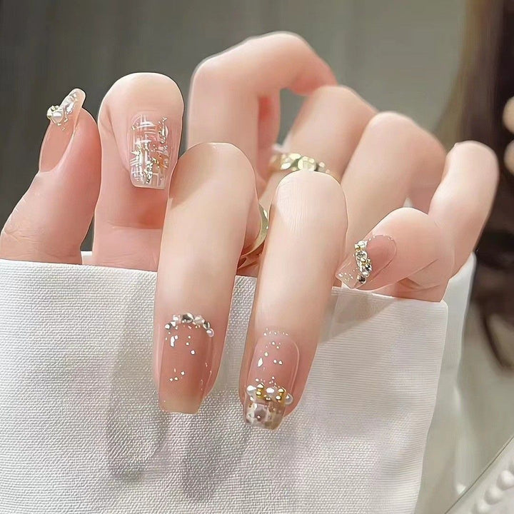 Elegant Rhinestone-Embellished Press-On Nail Tips Bowlift