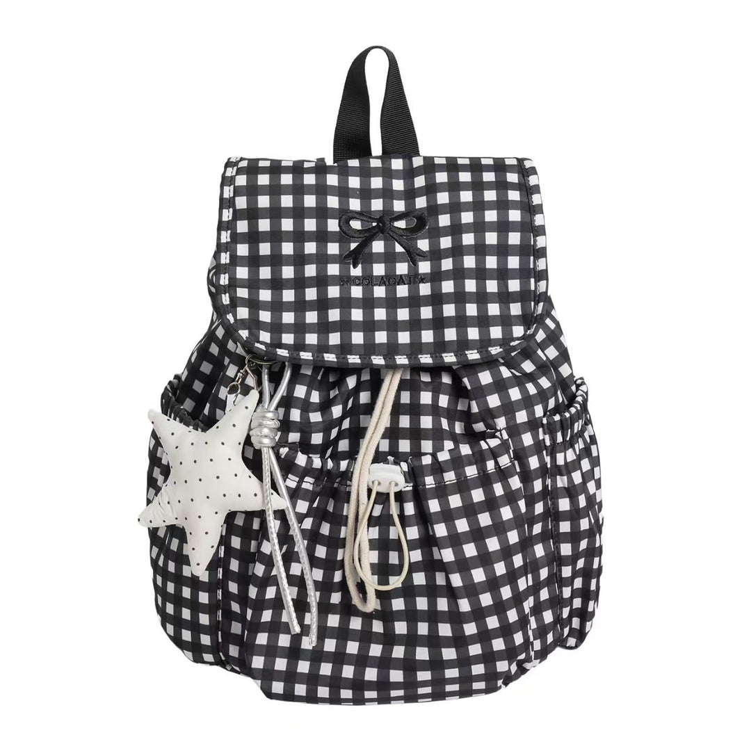 Cute Gingham Print Backpack Bowlift