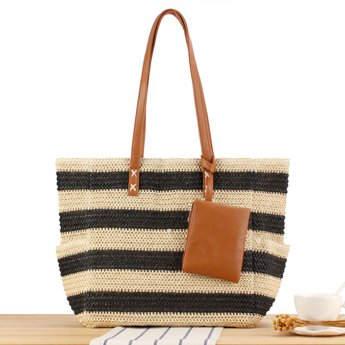 Straw bag with elegant leather handles Bowlift