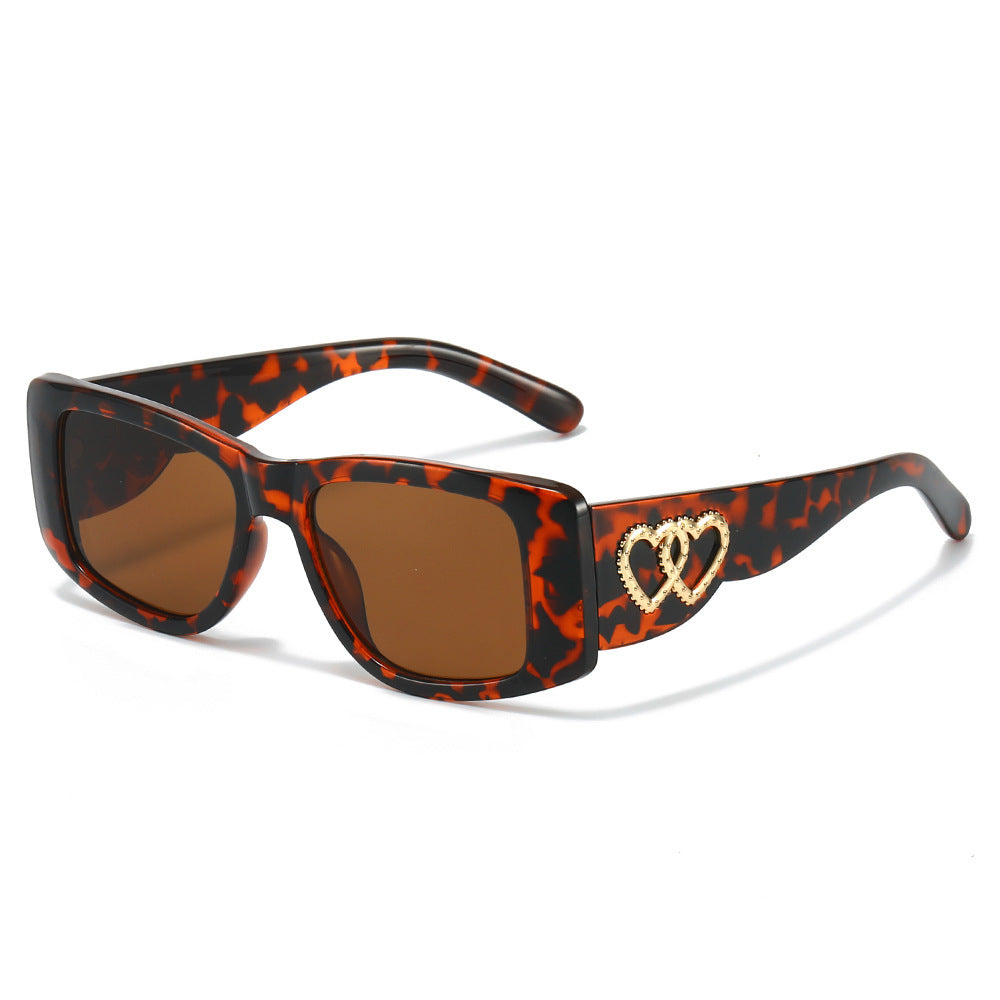 Heart-Embellished Square Frame Sunglasses Bowlift