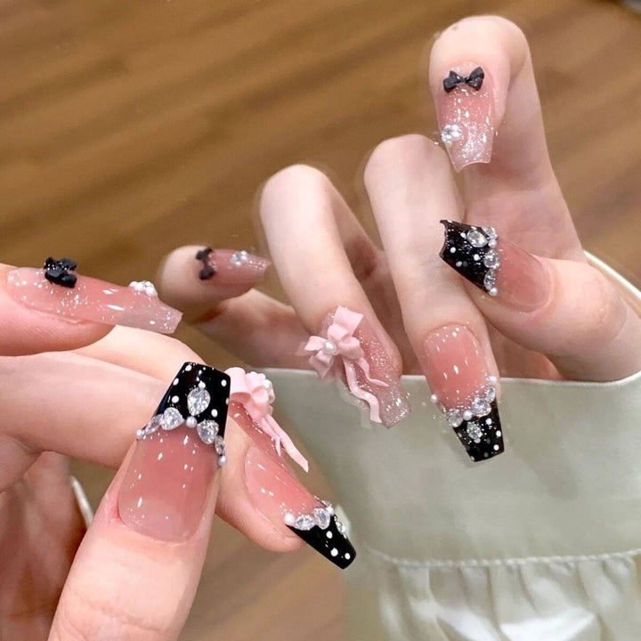 Elegant Decorative Press-On Nail Art Set Bowlift