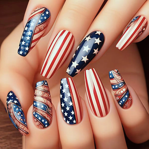 Nail art with creative patriot designs Bowlift