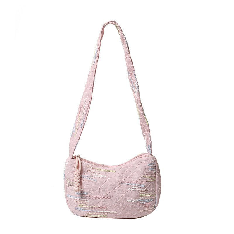 WoTextured Fabric Shoulder Bag Bowlift