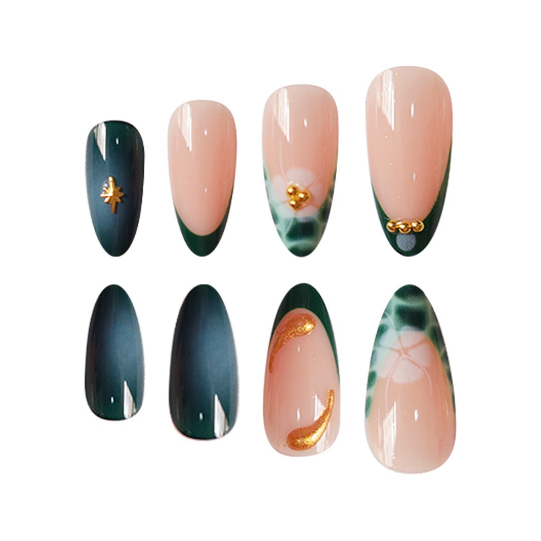 Elegant Abstract Floral Press-On Nail Extensions Bowlift