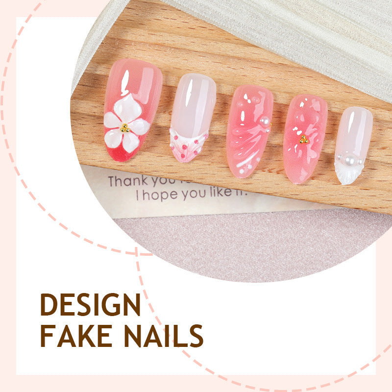 Artificial nail set with elegant floral accents Bowlift