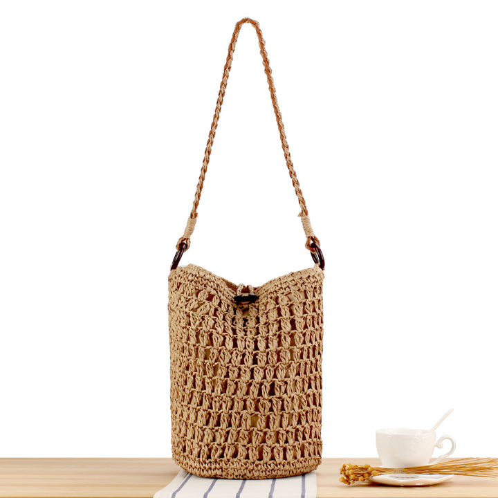 Handbag Made of Hand-Woven Natural Material with Decorative Closure Bowlift