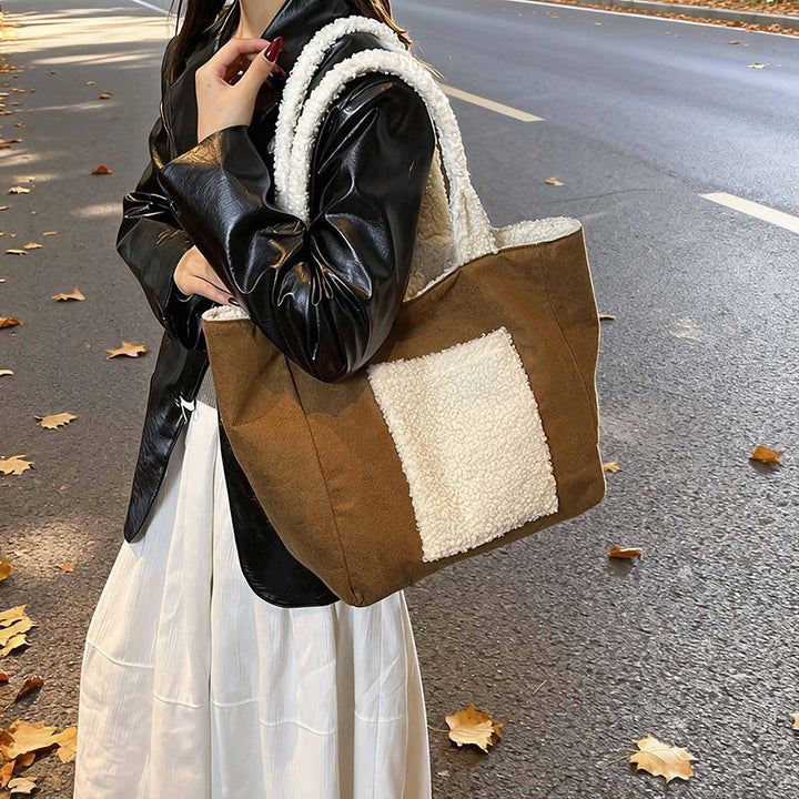Cozy Sherpa Lined Tote Bag Bowlift