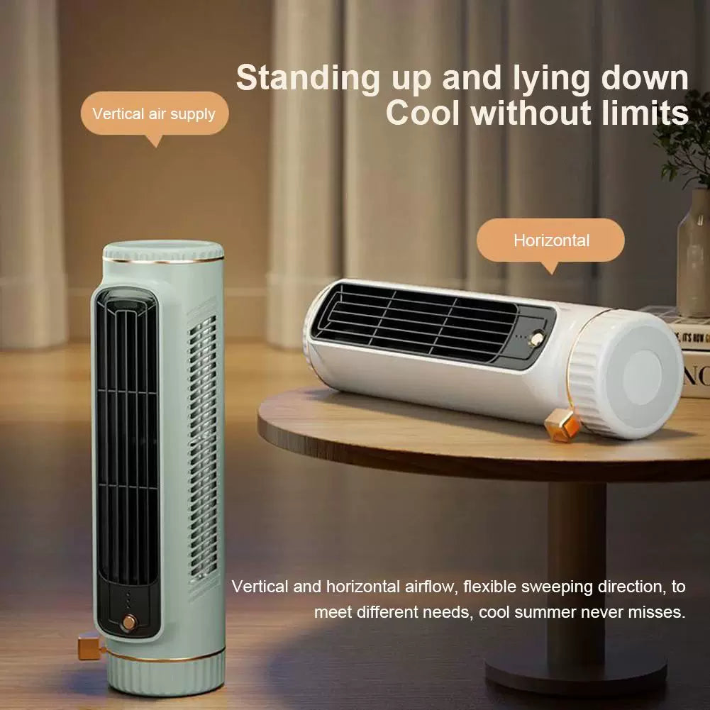 Unisex one size compact vertical desktop breeze tower fan with refillable mini reservoir, USB charging and sticker pack Bowlift