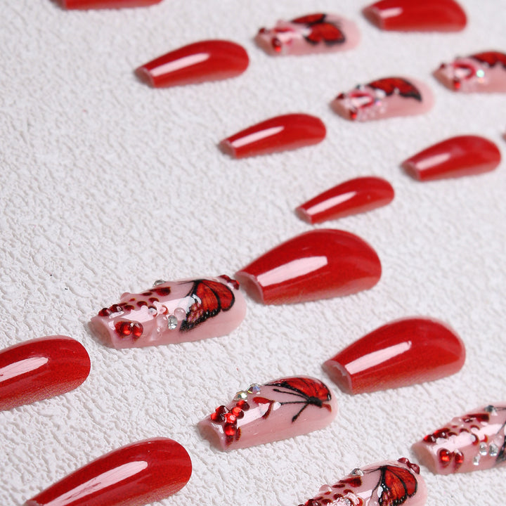 Artistic Butterfly-Embellished Press-On Nails Bowlift