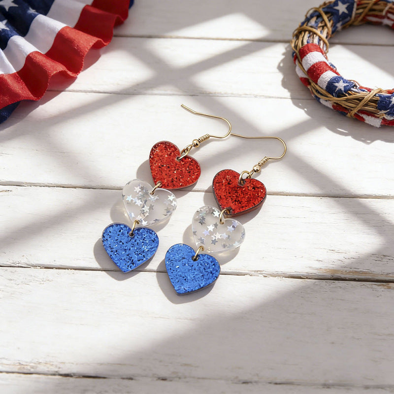 Women's eye-catching statement earrings made of acrylic with patriotic bow pendant Bowlift