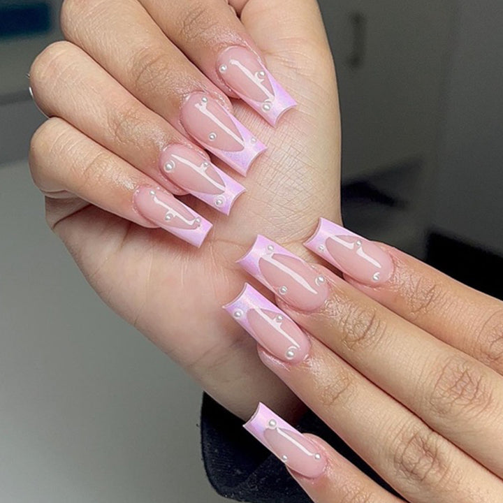 Elegant 3D Pearl Accented Nail Art Extensions Bowlift
