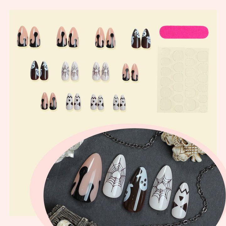 Themed Press-On Nail Art Set with Creative Halloween Designs Bowlift