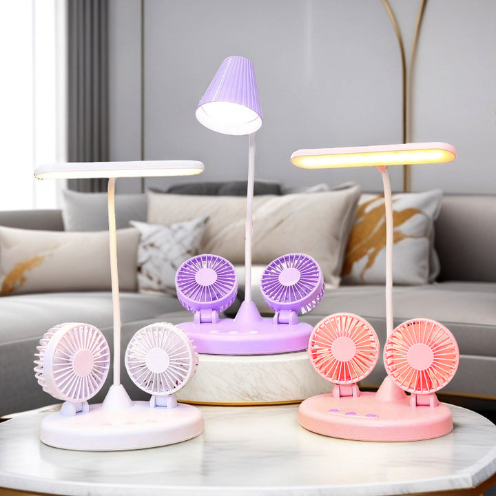 Women Multifunctional Table Fan with Integrated LED Lighting Bowlift