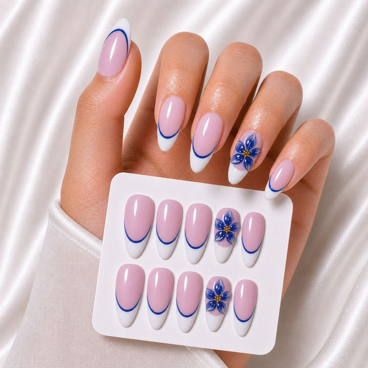 Elegant Almond-Shaped Press-On Nail Set Bowlift