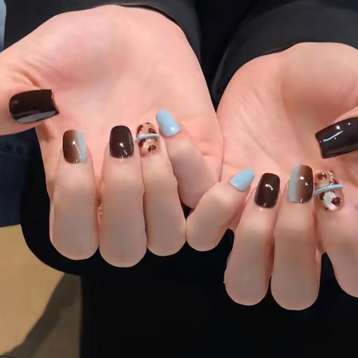 Artistic Press-On Nail Art Set with Unique Designs Bowlift