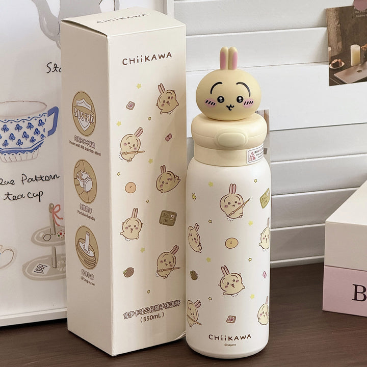 Women Stainless Steel Water Bottle with Interactive Animal Head Design Bowlift