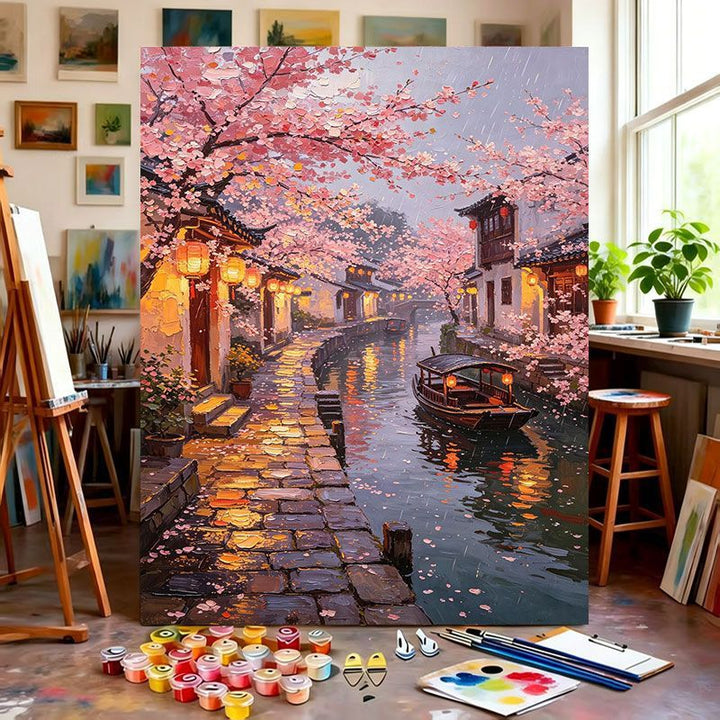 Scenic Cherry Blossom Paint by Numbers Art Kit Bowlift
