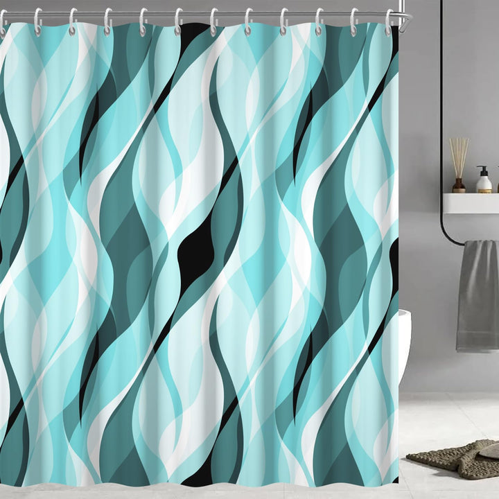 Abstract Wave Pattern Shower Curtain Bowlift