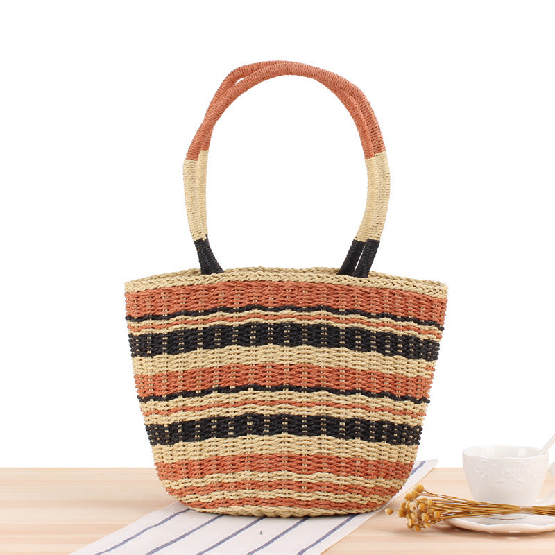 Basket bag with fashionable stripe pattern Bowlift