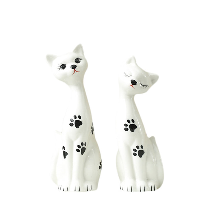 Playful Ceramic Cat Figurine Set Bowlift