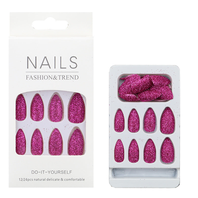 Glittering Almond-Shaped Press-On Nail Tips Bowlift